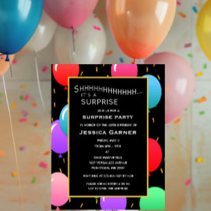 Invitación Globos de cumpleaños sorpresa y edad de Personaliz