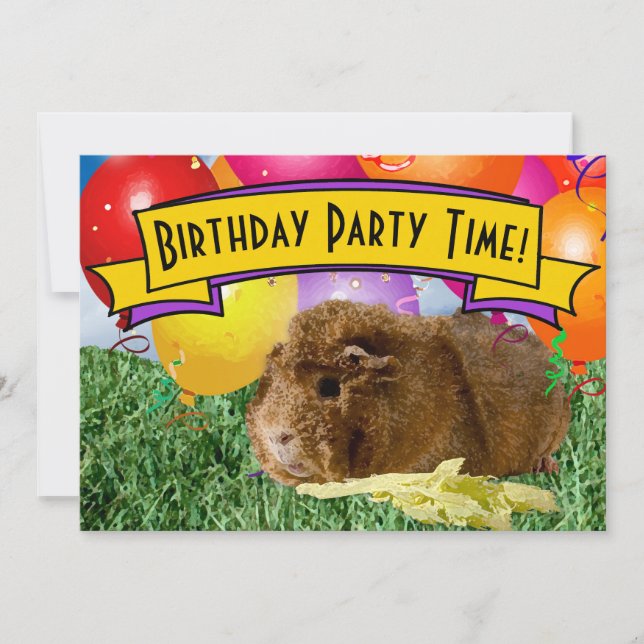 Invitación Globos de Cuy para la Fiesta de Cumpleaños número  (Anverso)