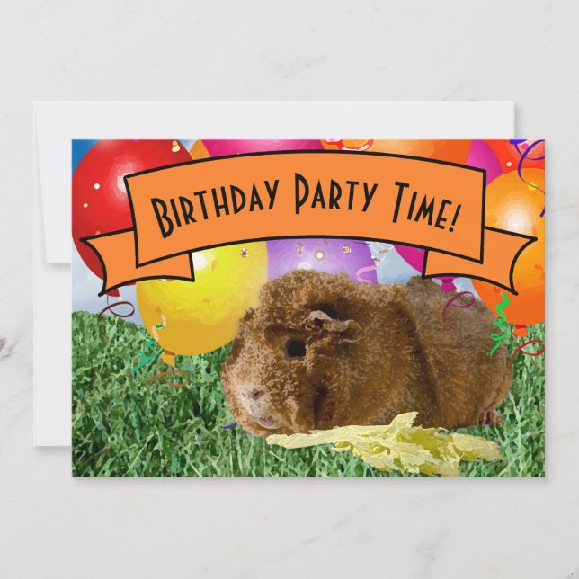 Invitación Globos de Cuyes para la Fiesta de Cumpleaños númer (Anverso)