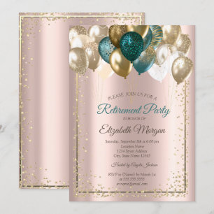 Invitación Globos de diamantes elegantes Subió retiro de oro