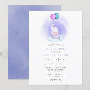 Invitación Globos de elefante acuarela caprichosa baby shower