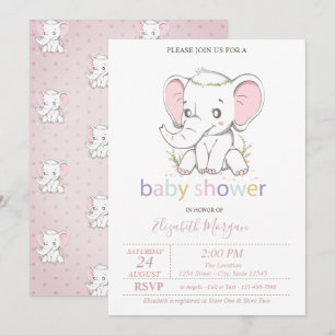 Invitación Globos de Elefante Bebé Lindos para Baby Shower