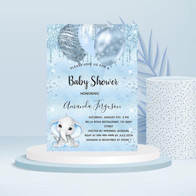 Invitación Globos de elefantes azules de Baby Shower (Subido por el creador)