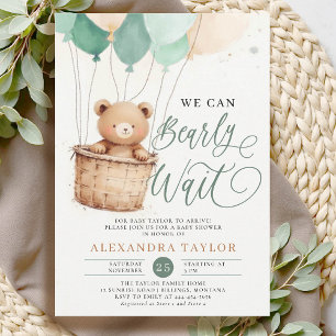 Invitación Globos de espera temprana oso Sage Baby Boy Shower