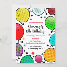 Invitación Globos de estilo cómico caprichoso Fiesta de cumpl