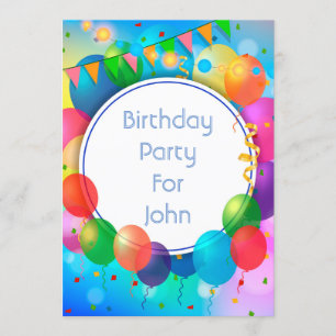 Invitación Globos de fiesta coloridos