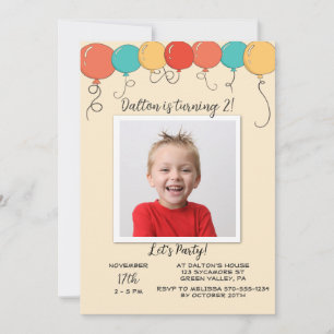 Invitación Globos de fiesta coloridos para niños Cumpleaños F