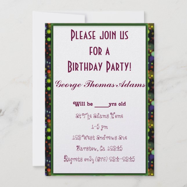 Invitación Globos de Fiesta de Cumpleaños Patrón Destiny Savv (Anverso)