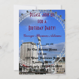 Invitación Globos de Fiesta de Cumpleaños Patrón Londres