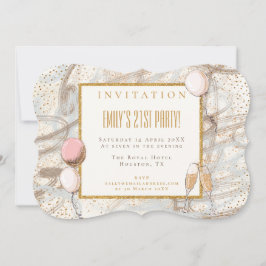 Invitación Globos de flautas de oro de 21 Fiestas glamorosos