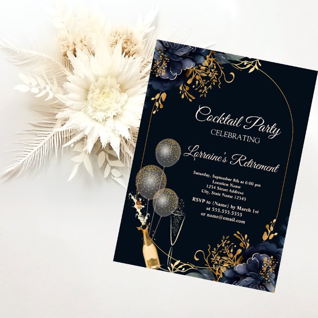 Invitación Globos de flores azules de la Marina Elegante,Jubi (Subido por el creador)