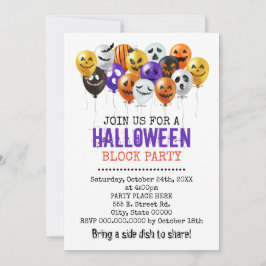 Invitación Globos de Halloween fiesta de bloques de barrio