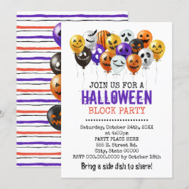 Invitación Globos de Halloween fiesta de bloques de barrio
