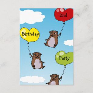 Invitación Globos de hámster, fiesta de segundo cumpleaños