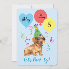 Invitación Globos de la fiesta de cumpleaños Dachshund