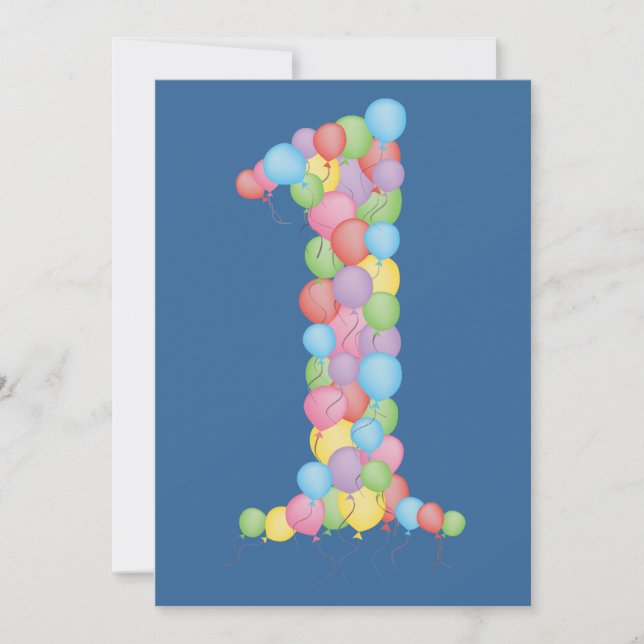 Invitación Globos de la fiesta de cumpleaños del azul de los (Anverso)