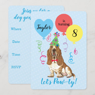 Invitación Globos de la fiesta de cumpleaños Hound Basset