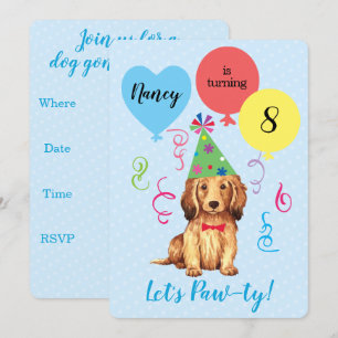 Invitación Globos de la fiesta del cumpleaños - Dachshund de