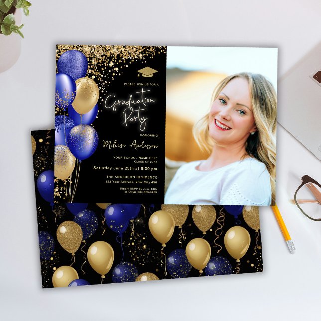 Invitación Globos de la Marina del Partido de la Graduación d (Subido por el creador)