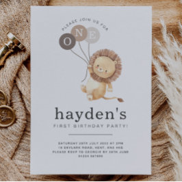 Invitación Globos de león marrón - UNO