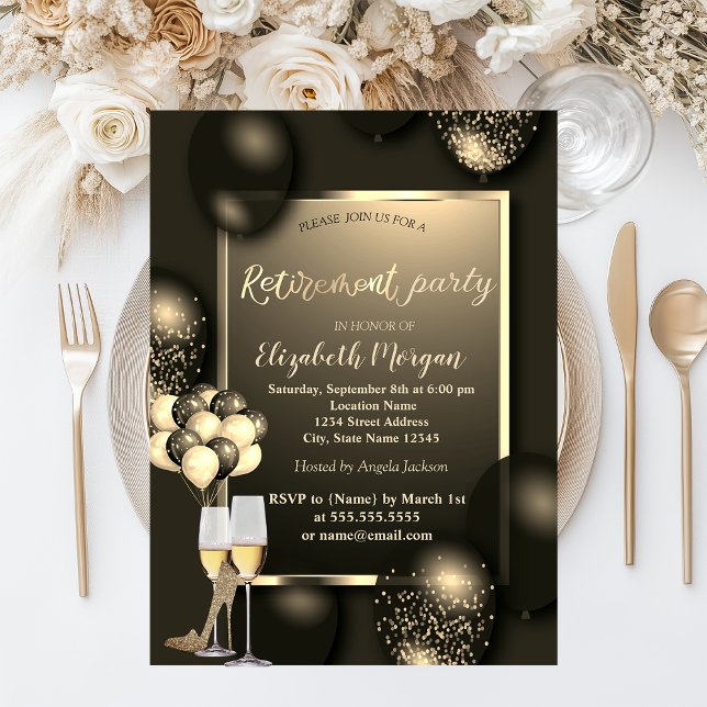 Invitación Globos de moda, Glas, Jubilación De Tacones Altos (Subido por el creador)
