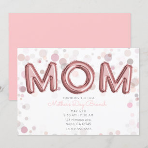 Invitación Globos de MOM Brunch del Día de la Madre Moderno R