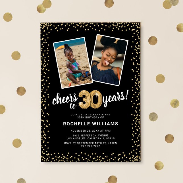 Invitación Globos de oro 2 Foto 30 cumpleaños (Subido por el creador)