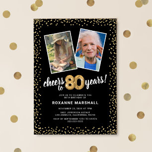 Invitación Globos de Oro 2 Fotos 80 Cumpleaños