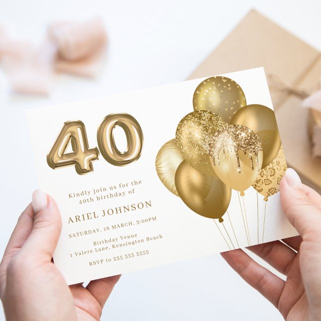 Invitación Globos de oro 40.º Fiesta de cumpleaños (Subido por el creador)