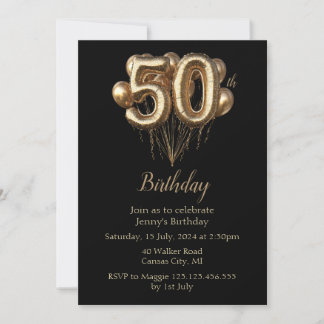 Invitación Globos de Oro 50 cumpleaños