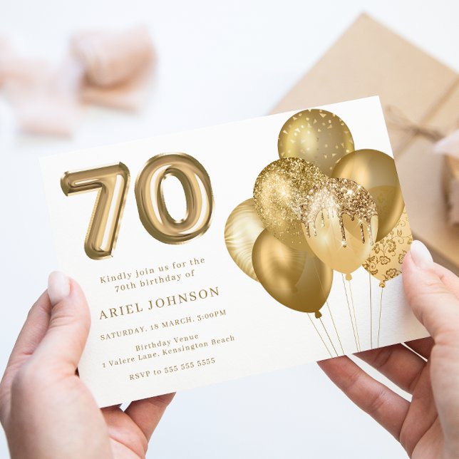Invitación Globos de Oro 70. Fiesta de cumpleaños (Subido por el creador)