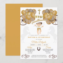 Invitación Globos de oro Baby Charro Bautismo Mexicano