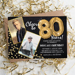 Invitación Globos de oro Chalkboard 2 Foto 80 cumpleaños<br><div class="desc">Celebra el hito de entrar a los magníficos años 80 con estas 'Invitaciones de cumpleaños 80 de los Globos de Oro de Chalkboard'. Enriquecedor con un marco rústico en el pizarrón y brillantes toques de purpurina de oro, que le invitan a exuberar el encanto vintage y la elegancia moderna. Sube...</div>