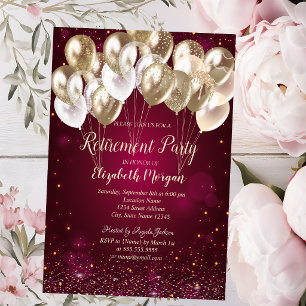 Invitación Globos de oro con puntos de retiro rojo