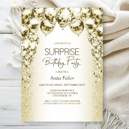 Invitación Globos de oro Cualquier cumpleaños sorpresa de la