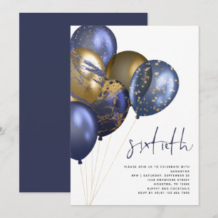 Invitación Globos de oro de la marina moderna Fiesta de cumpl