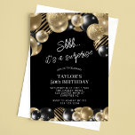 Invitación Globos de oro negro sorprenden a los 50 años<br><div class="desc">¡Crea tu propia invitación de los globos de oro negro para sorprender a los 50 años! Personalice este diseño con su propio texto. Puede realizar un personalizar adicional de este diseño seleccionando el botón "Editar detalles" si lo desea.</div>