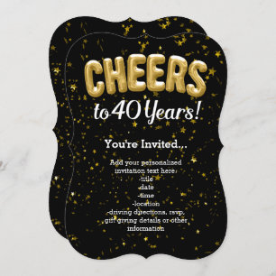 Invitación Globos de oro vitorea a 40 años 40 cumpleaños