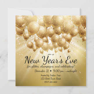 Invitación Globos de oro y Fiesta Purpurina de Nochevieja