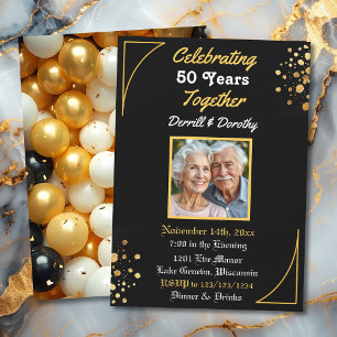 Invitación Globos de oro y negro 50 años