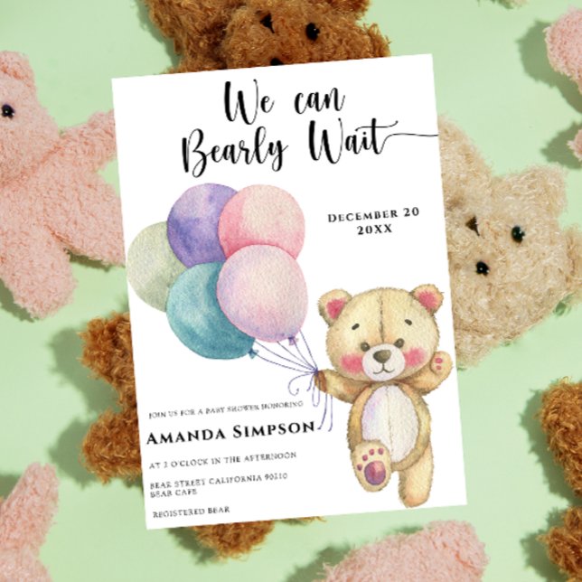 Invitación Globos de Osito de Peluche Baby Shower (Subido por el creador)
