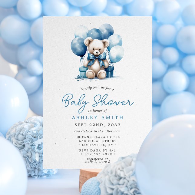 Invitación Globos de Osito de Peluche Cumpleaños Niño (Subido por el creador)
