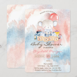 Invitación Globos de osito de peluche presentes en la ducha d