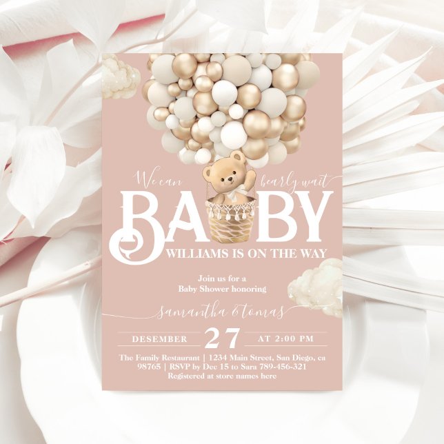 Invitación Globos de oso Bearly Wait Baby Shower (Subido por el creador)