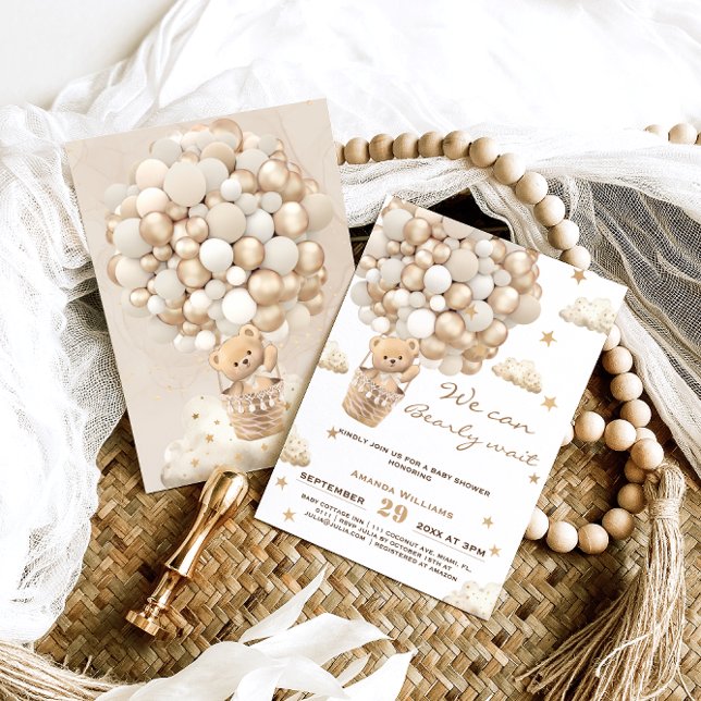Invitación Globos de oso Bearly Wait Neutral Baby Shower (Subido por el creador)