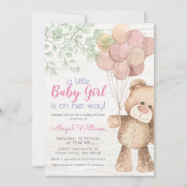 Invitación Globos de oso de color de agua ruso - Baby Shower 
