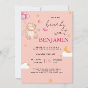 Invitación Globos de oso de peluche podemos esperar editar du