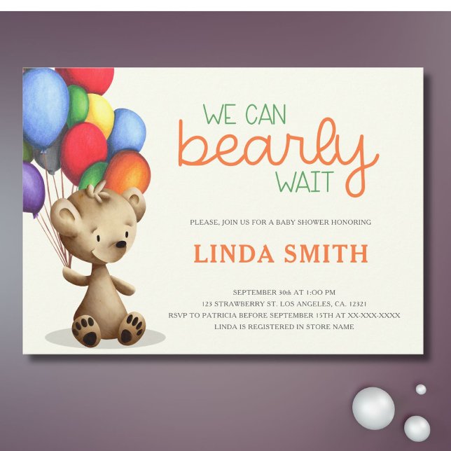 Invitación Globos De Oso De Teddy Que Podemos Esperar A Baby  (Subido por el creador)