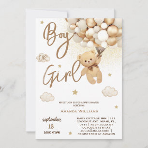 Invitación Globos de oso revelan género espera temprana