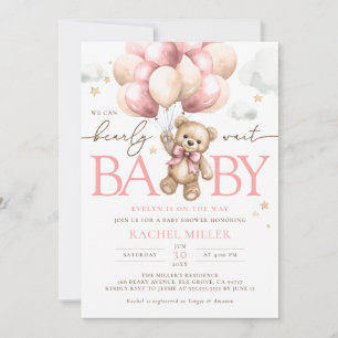 Invitación Globos De Oso Rosado Que Podemos Esperar A Baby Sh